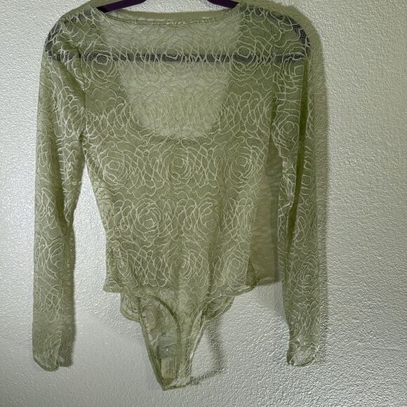 NWOT- Free People- in my head sage green sheer lace bodysuit- Size XS - Picture 10 of 11